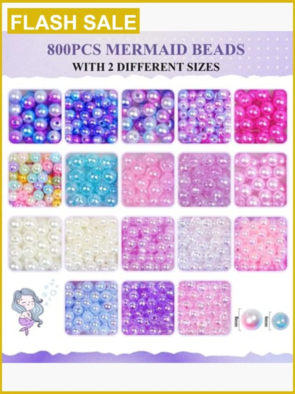 900 PCS Mermaid Bead Bracelet Making Kit for Girls - Picture 3 of 6